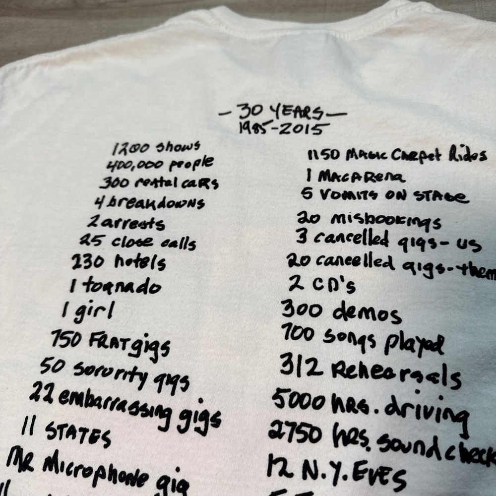 Vintage Mel And The Party Hats Large T Shirt Band Music 30 Years 1985-2015 White - Picture 10 of 15